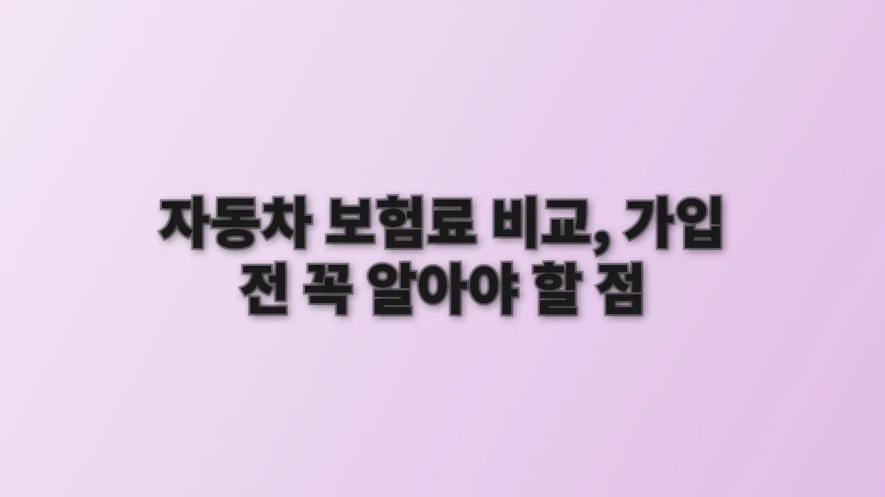 자동차 보험료 비교, 가입 전 꼭 알아야 할 점